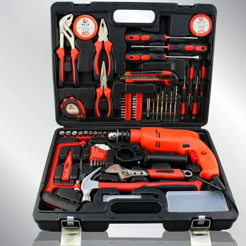 家用工具套装 多功能五金工具箱 电工维修手动工具组套带电钻