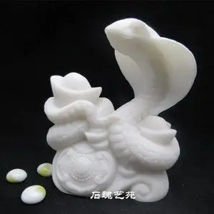 十二生肖蛇属相蛇汉白玉石雕工艺品好看创意时尚小摆件小礼品