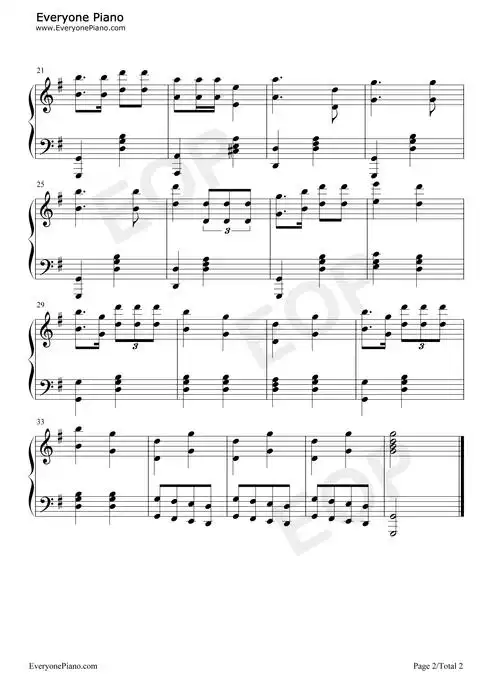 义勇军进行曲中华人民共和国国歌五线谱预览2