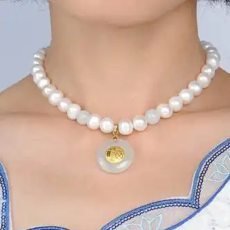 菲酷珍珠项链妈妈款母节礼物送妈妈长辈母婆婆老人生日礼物福平安扣近