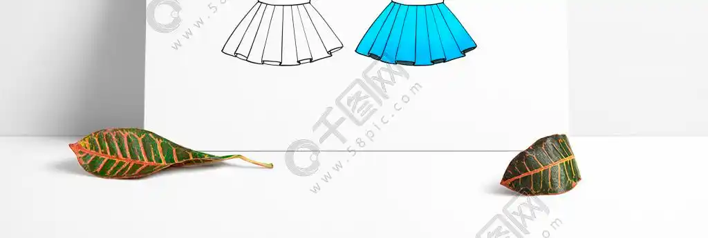 原创手绘儿童填色简笔画校服裙