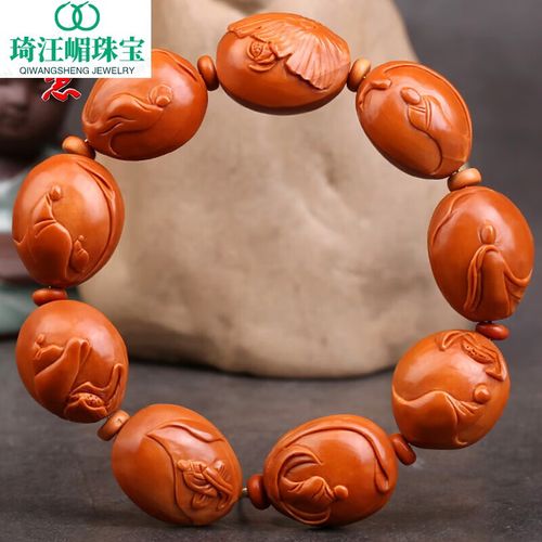 9大籽手工浮雕简单核雕文玩把件手链 18*20mm简单款无相佛