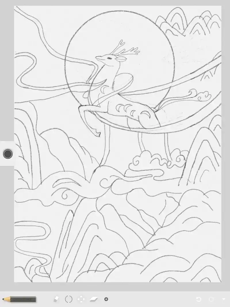 artset 掐丝珐琅临摹-九色鹿 过年闲来无事找了张九色鹿手绘图临摹.