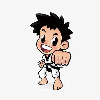 手绘卡通跆拳道动作