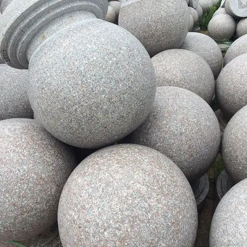 五莲红大理石材圆球 挡车广场花岗岩石球 步行街小区路障石球