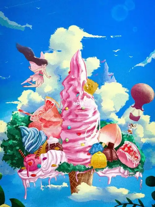 凉凉的冰淇淋插画