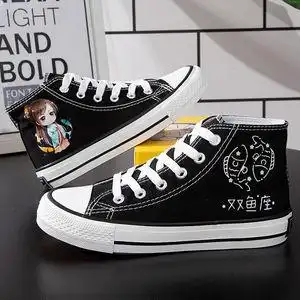 十二星座卡通高帮帆布鞋春秋韩版百搭学生休闲鞋板鞋中大童男女鞋