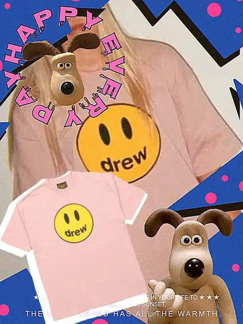 微笑t恤drewhouse笑脸短袖夏日的色彩