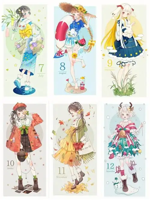 动漫简笔画 | 一年12月份的动漫主题人物,超美!看一眼就爱上了!