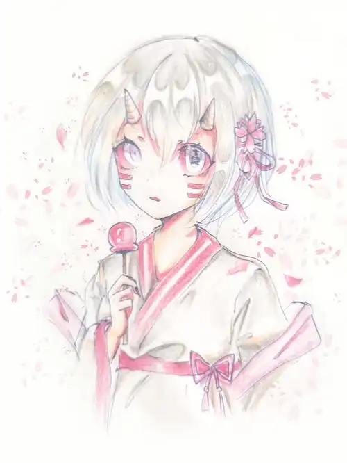 关注合集鬼灭之刃零余子手绘下弦之四绘画彩铅