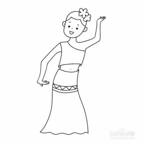 傣族服饰女装儿童简笔画