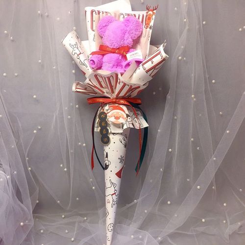 圣诞节礼物 伴手礼 毛巾小熊花束苏尚儿微米美容方巾颜色备注