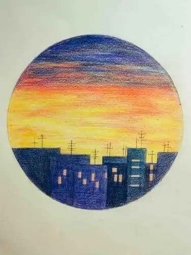 彩铅晚霞 - 简书