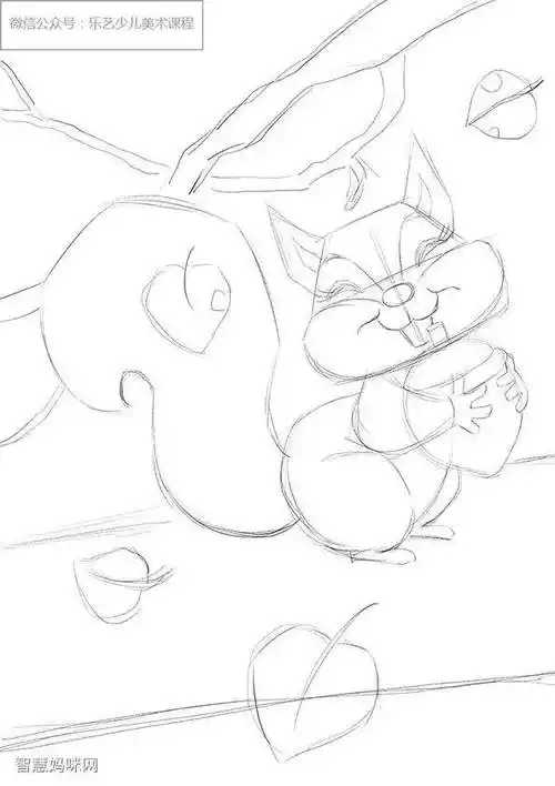 可爱的松鼠儿童绘画