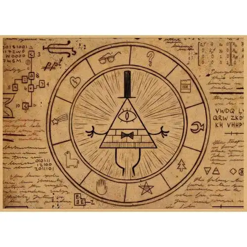 怪诞小镇海报 卡通动漫复古牛皮纸酒吧饭店咖啡厅宿舍装饰墙画