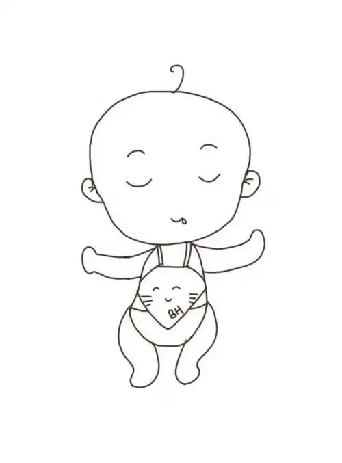 (2)开始给小宝贝简笔画涂颜色.线稿完成确定好后,可以开始涂颜色了.