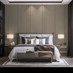 定制硬包背景墙床头卧室现代轻奢软包护墙板高端简约格栅电视沙发