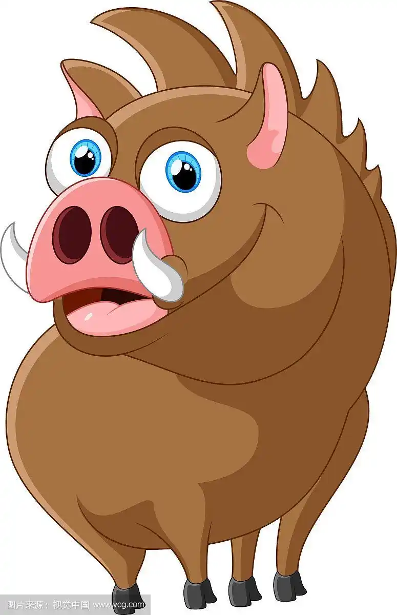 卡通强壮的野猪
