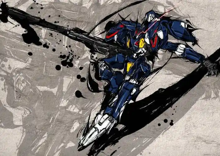 莫得这回事,@midnight_toyosu用这种水墨风格创作了非常多的高达插画