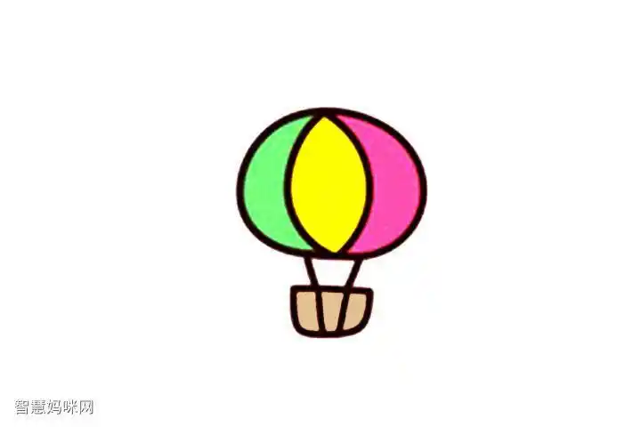 热气球简笔画彩色一年级