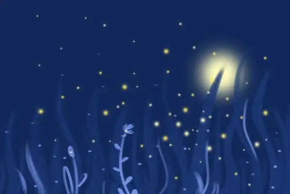 (bug 隔离)上手绘唯美夜景原创插画素材萤火虫简约光效素材萤火虫简约