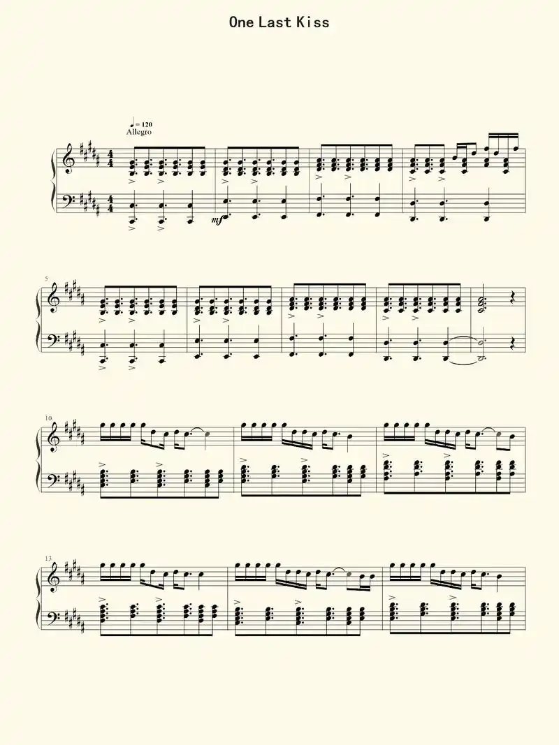 宇多田光onelastkiss钢琴谱