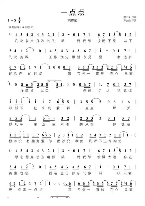 一点点智能简谱周杰伦