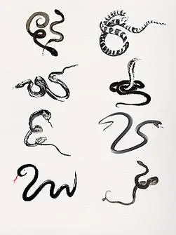 黑色水墨蛇装饰元素