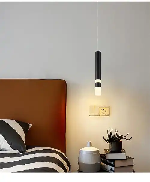 极简卧室床头吊灯北欧简约现代床头柜吊线灯具酒店客房小吊灯a款单支