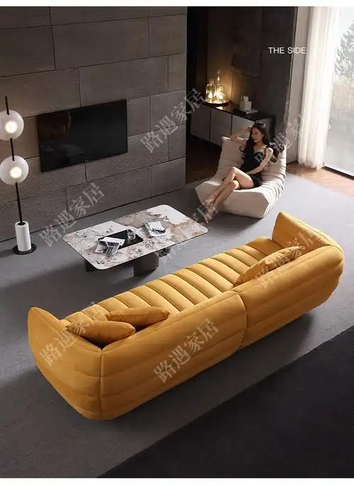 进口磨砂科技布写意空间沙发四人位285m连体确定电梯尺寸高回弹海绵