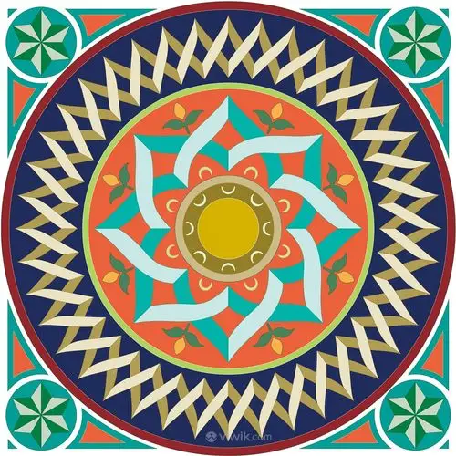 方形阿拉伯矢量花纹素材