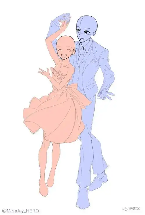 绘画参考丨双人舞蹈姿势素材 - 知乎