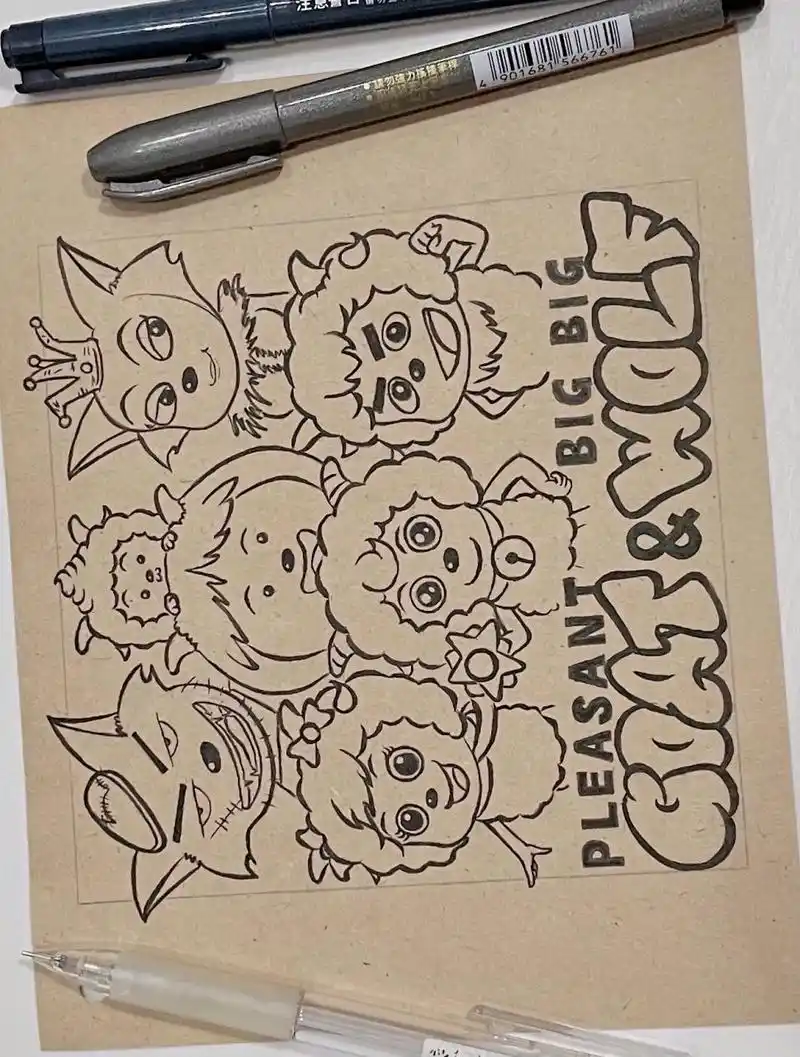 喜羊羊与灰太狼简笔画 附手绘过程 喜羊羊美羊羊懒羊羊沸羊羊慢羊羊软