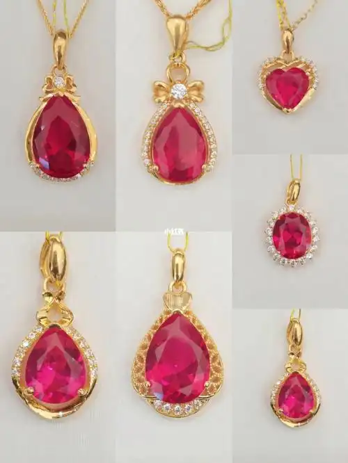 不知道什么样的小仙女会选这些款式的吊坠快过年了选一款红宝石吊坠