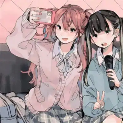 二人日系动漫可爱好看的闺蜜头像 ins风日系稀有的姐妹头像图片_女生