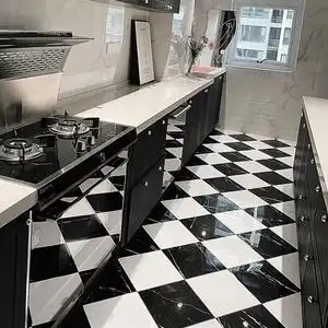 黑白格子地砖棋盘格特色厨房防滑地砖卫生间浴室过道洗手间地板砖
