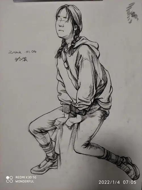 速写快写人物动态照片写生