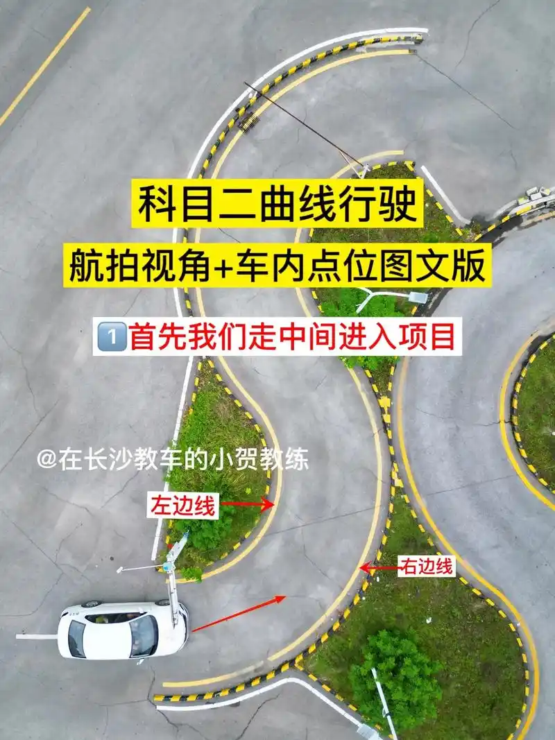 科目二曲线行驶航拍视角 车内看点图文版.#考驾照 #科目二  - 抖音