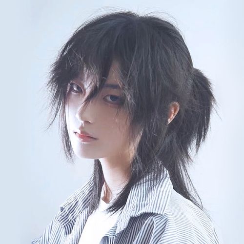 狼尾鲻鱼头假发女男武士头半扎中性日系短发韩版帅气整顶全头套式