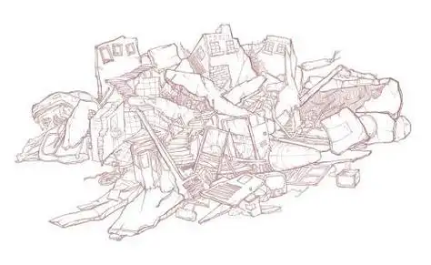 山顶废墟简笔画