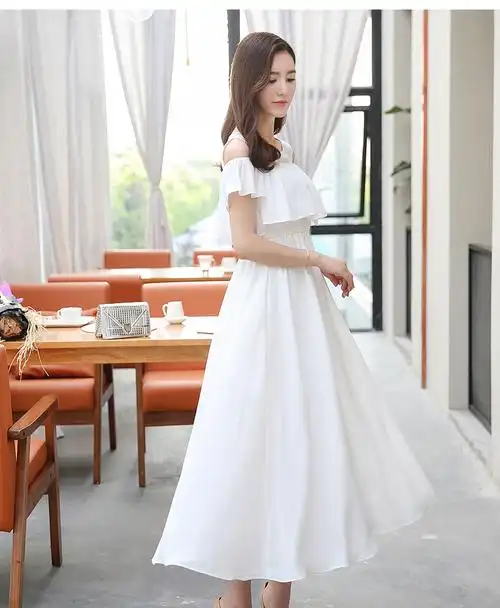 2020新款雪纺连衣裙显瘦夏季长裙波西米亚中长款裙子女