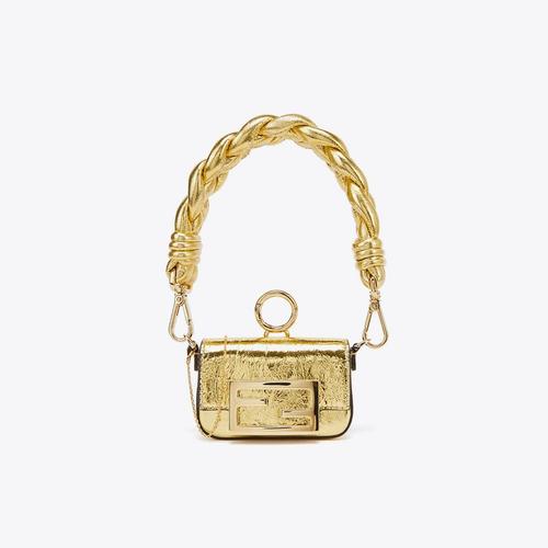 fendi 芬迪 女士金标ff标识logo潮流金色迷你手提包腋下包