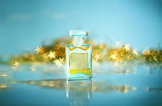 蓝色,香水,特写,香水瓶,蓝色背景,星,背景