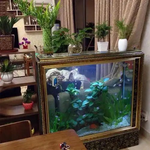 屏风鱼缸客厅家用大中型玻璃落地复古米妮办公室门厅用靠墙隔断柜生态