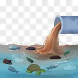 手绘插画风海洋被垃圾废水污染免抠素材