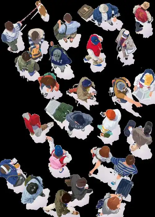 鸟瞰人物素材psd