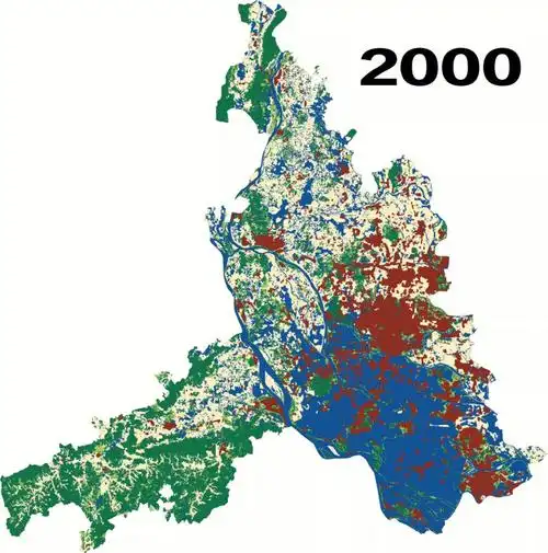 佛山市土地利用变化(2000→2010→2020)
