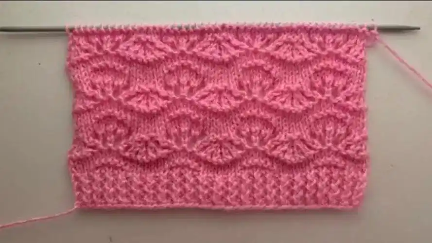 棒针编织浮雕贝壳花毛衣图案