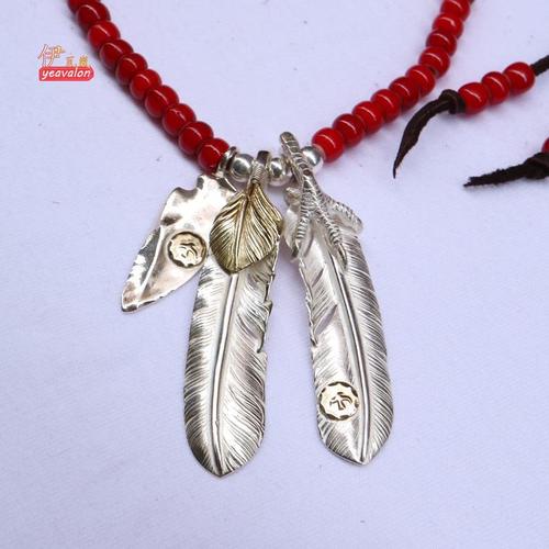 高桥吾郎goros羽毛项链男纯银手工毛衣链女套装太角链组合goros