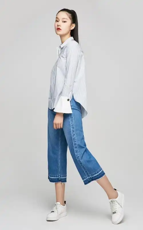 [聚满400减40]only2017早春新品马蹄袖前短后长衬衫女e|117105508